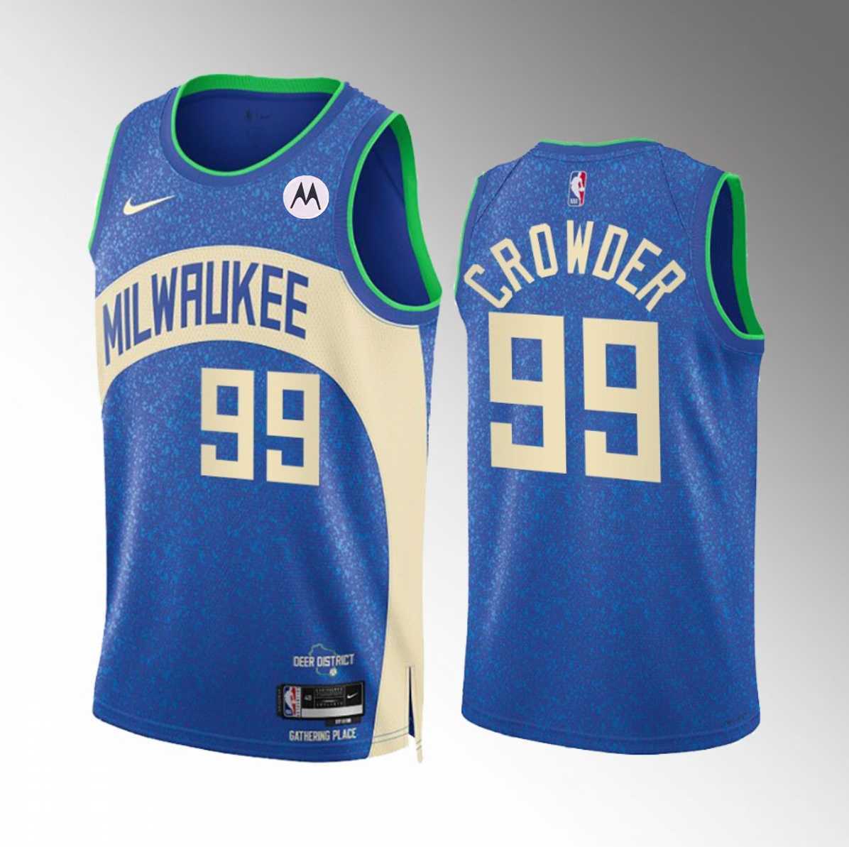 Men's Milwaukee Bucks #99 Jae Crowder Blue 2023-24 City Edition Stitched Basketball Jersey Dzhi,We sell and wholesale Men's Milwaukee Bucks #99 Jae Crowder Blue 2023-24 City Edition Stitched Basketball Jersey Dzhi on line form chian!